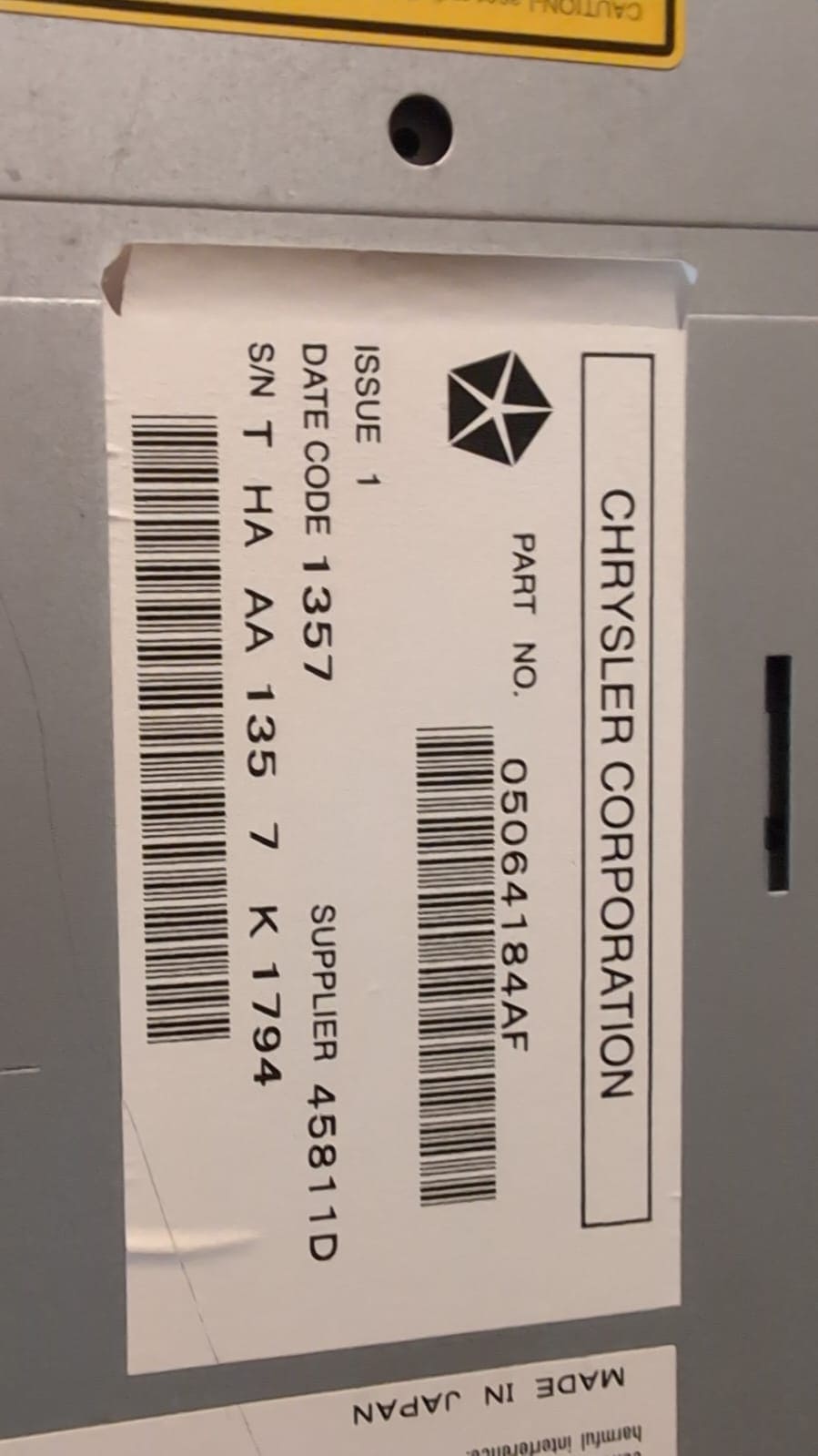 Chrysler REC Alpine anti theft unlock using serial number